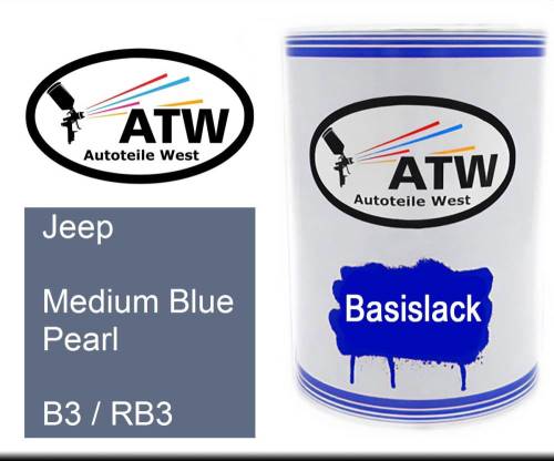 Jeep, Medium Blue Pearl, B3 / RB3: 500ml Lackdose, von ATW Autoteile West.